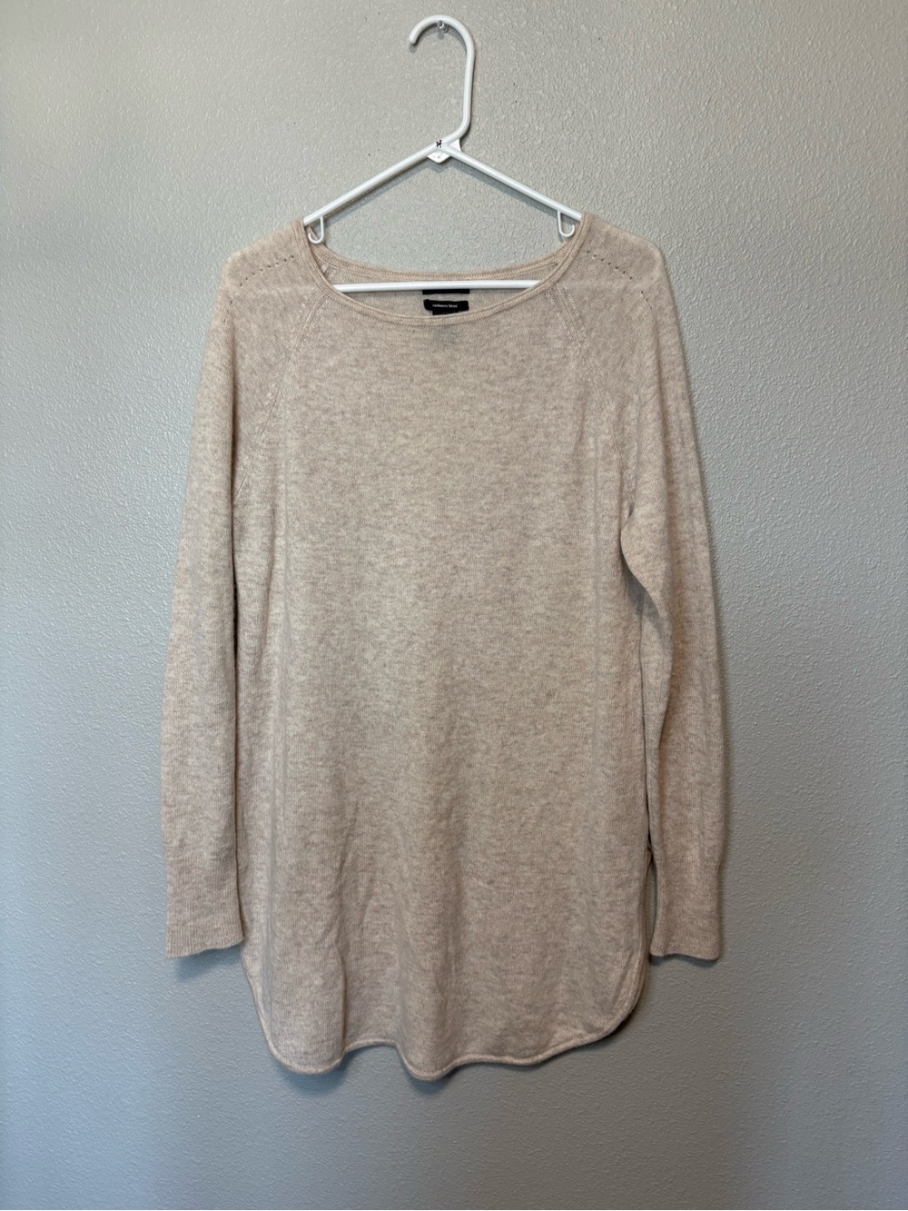 Halogen Beige Wool Cashmere Blend Sweater Size 1 XS/S Rounded Hem Tunic